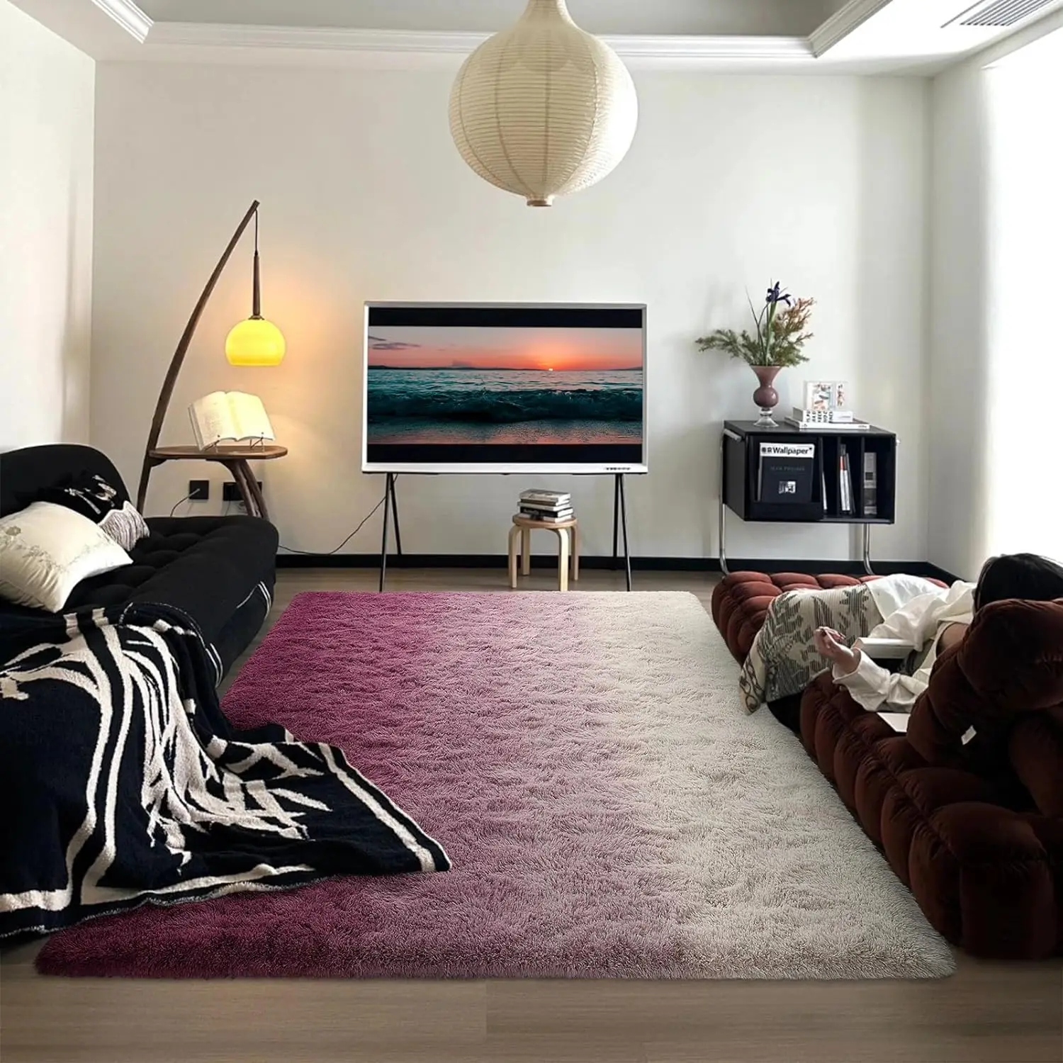 VIKAMA 1PC Silk Carpet Gradient Bedroom Living Room Dirt Resistant And Easy To Care Bedside Silk Carpet Home Decoration