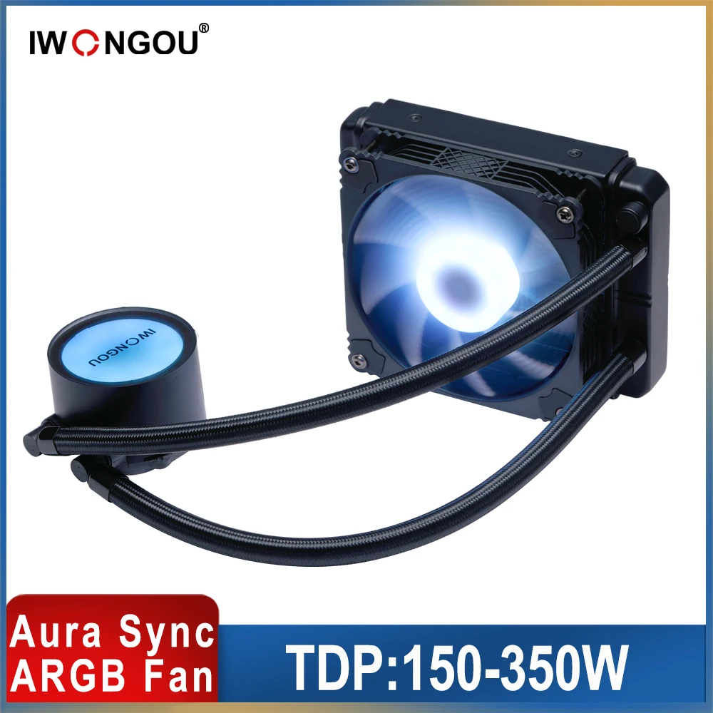 Water Cooler AM4 For AMD AM3 LGA2011 1700 115X 4pin RGB 120mm Fan Processor Cooler Heatsink IWONGOU PC Water Cooling Radiator