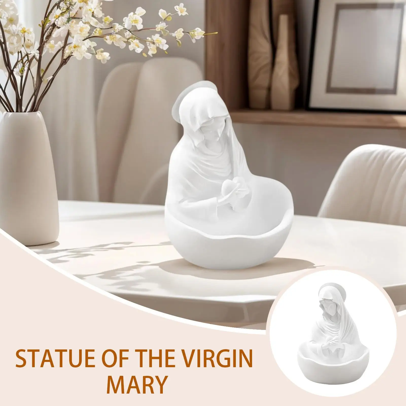 Rosary Holder Holy Mother Virgin Mary Figure Prayer Rosary Holder Christmas Catholic Holy Blessed Sculpture For Baptism Shelf