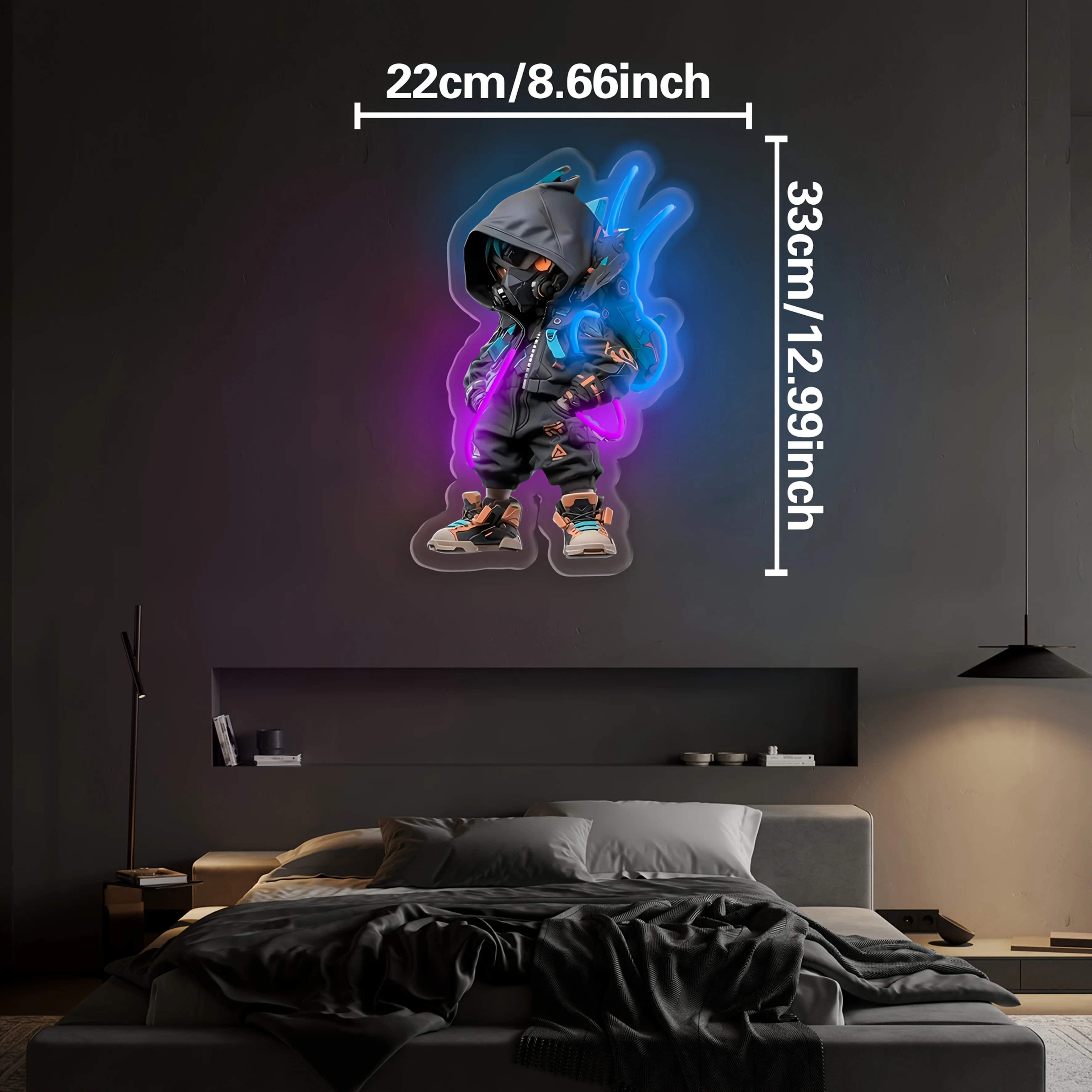 LED Neon Sign  Hoodie Mask Character with Neon Light for Bedroom Gaming Room Bar Party Home Decor Unique Wall Art Lighting Gift
