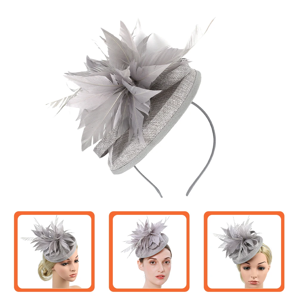 

Flower Hairband Fascinator Hats for Women Lightweight Comfortable Evening Dress Tea Party Grey Ladies Child