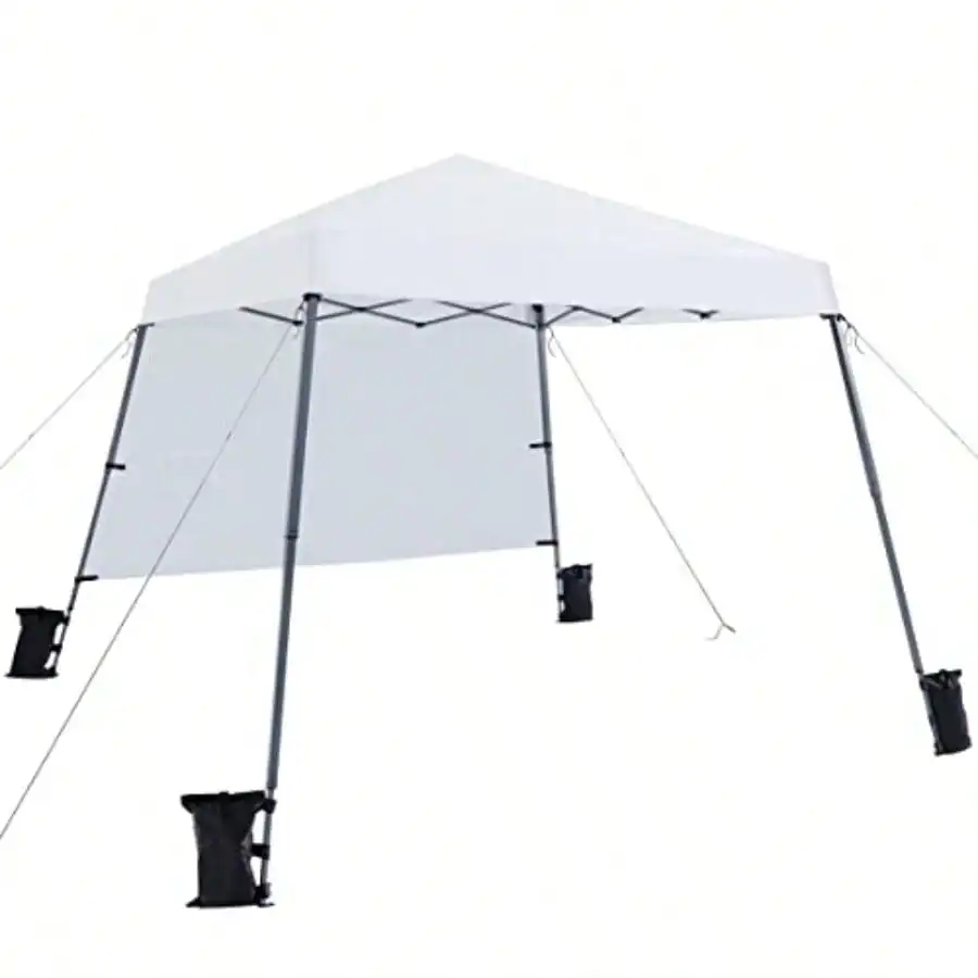 

WLPop Up Canopy Tent With Backpack 10x10 Base Portable Easy One Person Setup Folding Shelter Compact Lightweight Slant Leg Canopy With 1 Sidewall 8x8 Top White