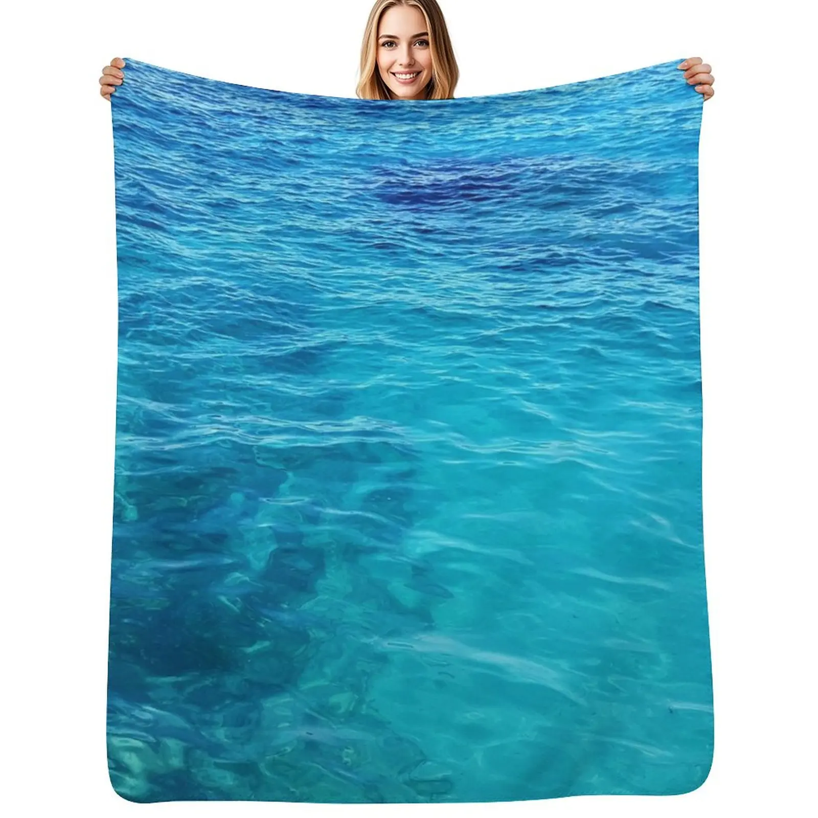 

Calm Turquoise Ocean Throw Blanket Soft Warm Blanket Gift for Men Women Adults