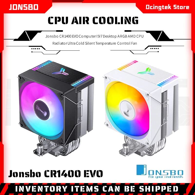 Jonsbo CR-1400 EVO CPU Cooler 4 HeatPipe Tower 5V 3 PIN ARGB Cooling Fan Heat Sink 180W Radiator Intel LGA1700 115X 1200 AM5 AM4