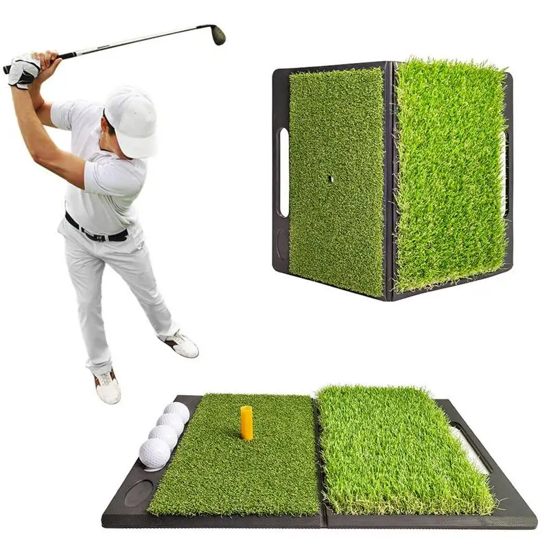 Golf Mats Golf Putting Mat Multifunction 2-in-1 Long And Short Grass Chip Swing Pad With Foldable For Indoor And Outdoor