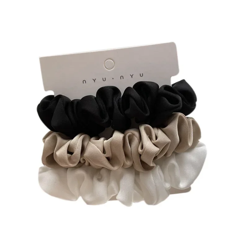 3Pcs/set Solid Color Silky Satin Scrunchies Women Elegant Ponytail Holder Hair Rope Elastic Rubber Hairband Hair Accessories