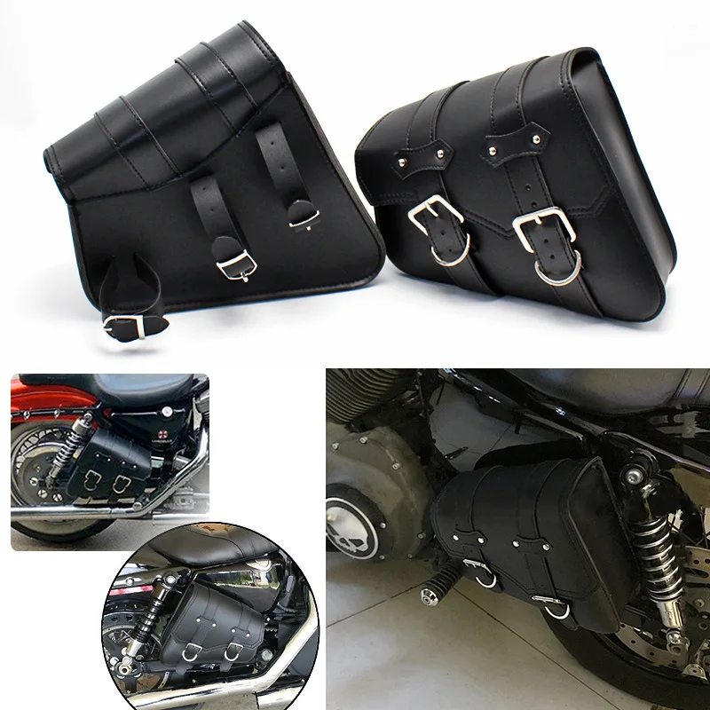 

Universal Motorcycle Side Saddle Bags PU Leather SwingArm Tool Bag Water Bottle Holder Cafe Racer Luggage Bag For Cruiser Custom