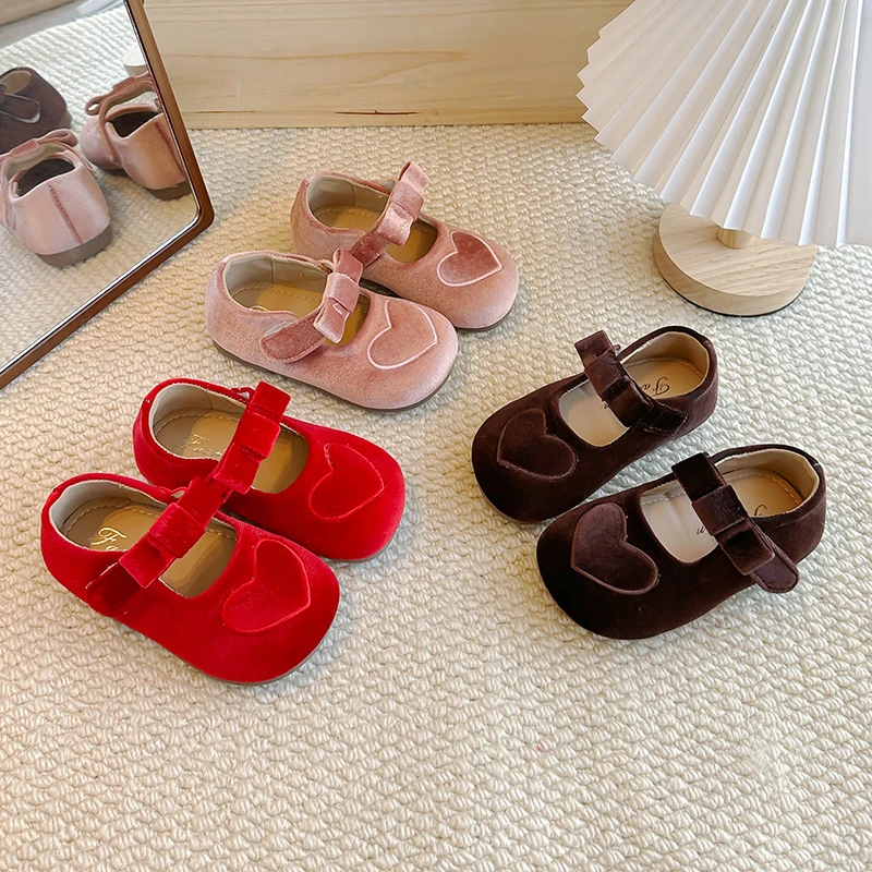 Kid's Shoes Girls' Fashion Suede Solid Color Mary Jane Shoes Simple Round Toe Anti-Slip Versatile Children's Shoes 23-34