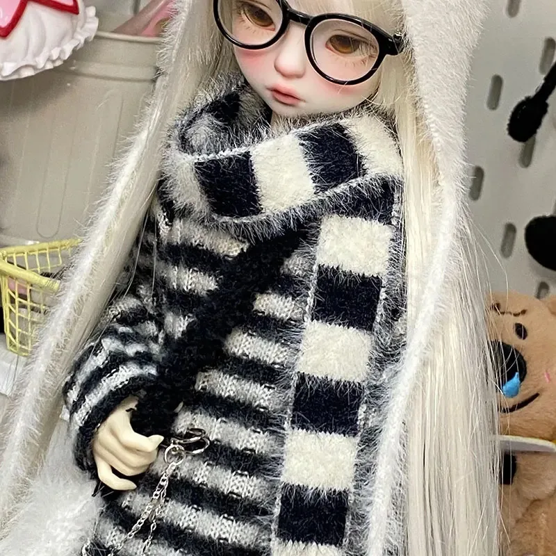 1/4 Bjd Men/women Doll Clothes Accessories Cute Casual Versatile Long Sleeved Striped Sweater Solid Color Loose Fit Cargo Pants