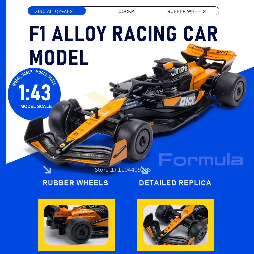 

Scale 1:43 F1 Formula Car Model Toy Alloy Body Rubber Tirers Racing Cars Pull Back Models Toys Exquisite Decorative Ornaments