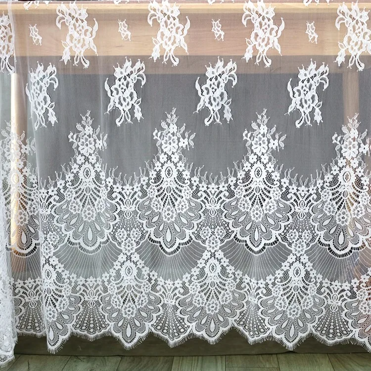 300CMX150cm Width Exquisite Black and White Lace Fabric, DIY Dress, Curtain Decoration, Wedding Decoration Accessories