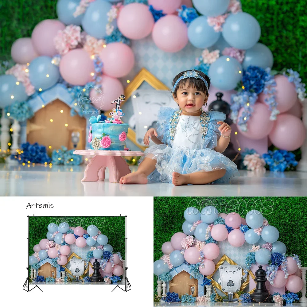 

Twinkle Stars Balloon Flower Backdrops Chess Cards Kids Baby Birthday Cake Smash Photocall Child Photo Arch Decor Backgrounds