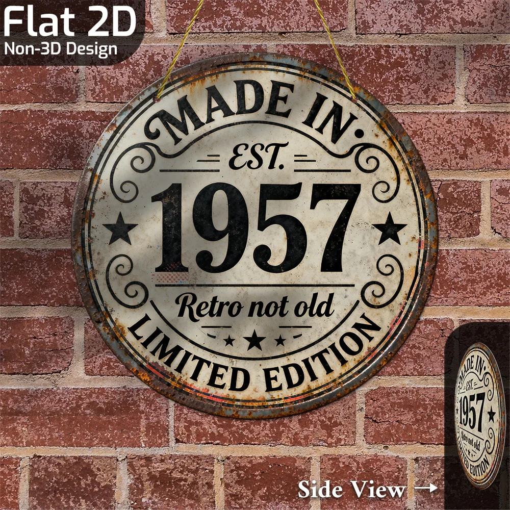 2D Flat,, 2D Flat, 1pc, Vintage Metal Aluminum Sign Decoration (8'' X 8''), Made in 1957 - 70+ Years of  Legacy, ' Not Old' Limi