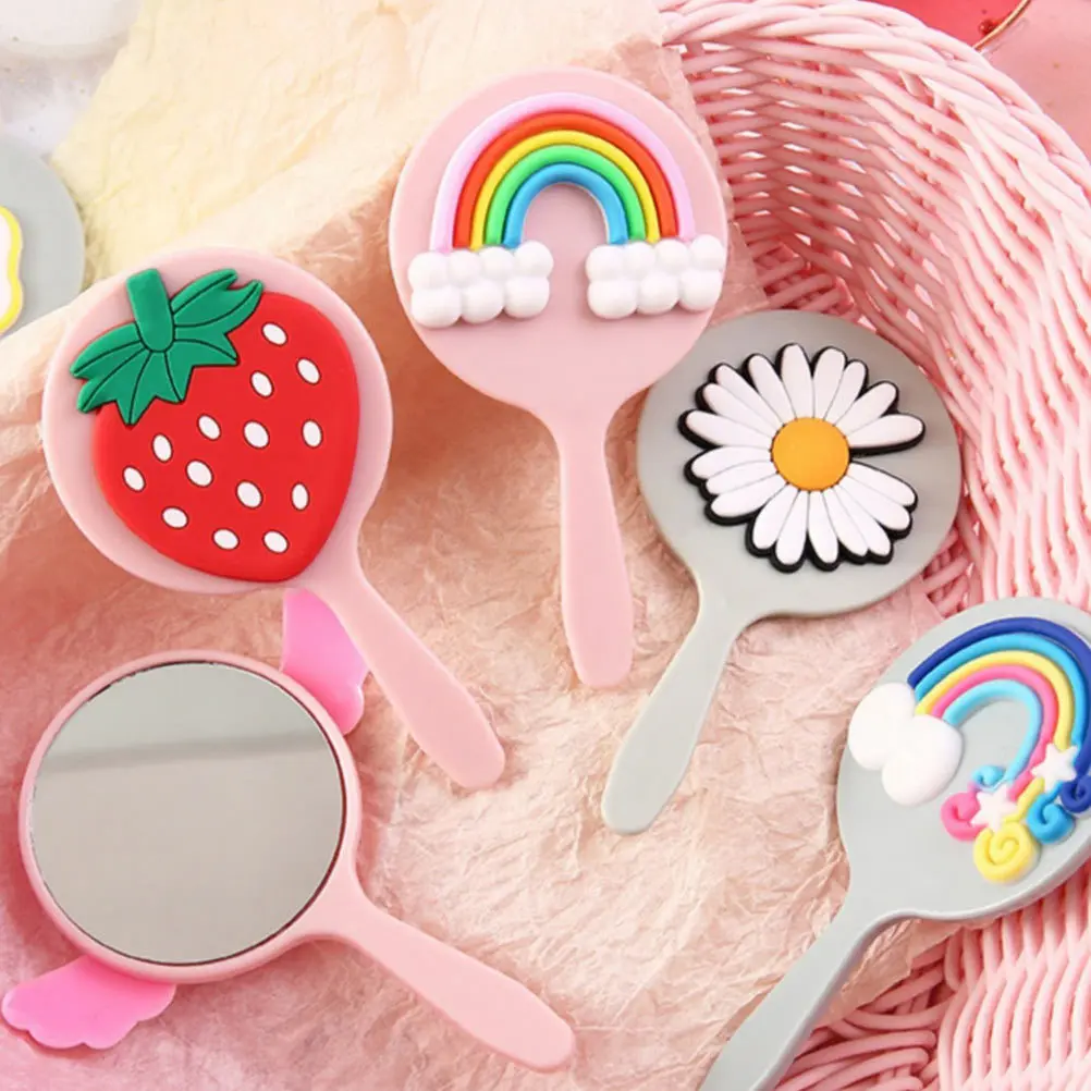 مرآة مكياج محمولة باليد، حجم صغير للسفر، مرآة بلاستيكية خفيفة الوزن للنساء، أداة تجميل محمولة أنيقة #6