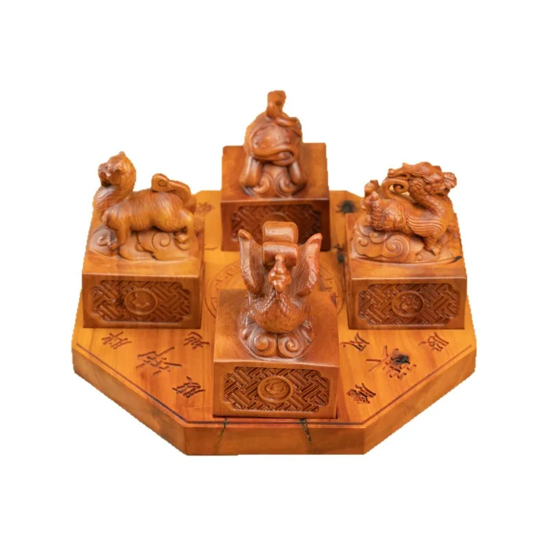 Lightning strikes the base of the jujube four-elephant plate, which can process any printed Taoist supplies