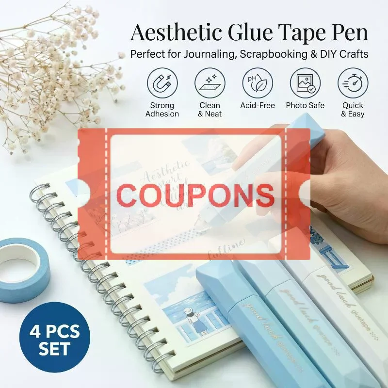 [Waterproof Glue] Waterproof Glue Tape | 4pcs | PP Material | Double-Sided Adhesive, Waterproof | Crafts, School Supplies