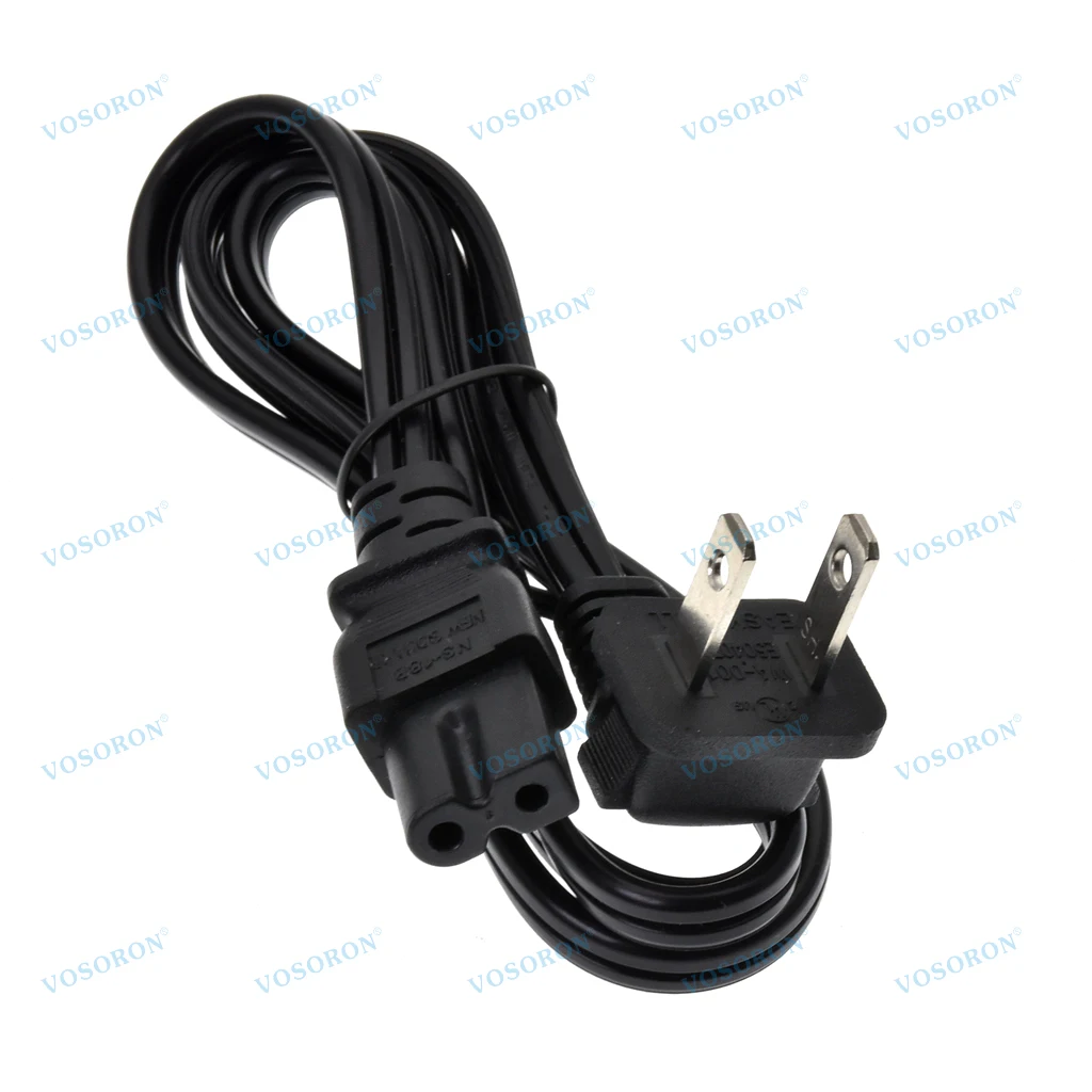 2 Prong 90 Degree Angled 18AWG Power Cord-NEMA 1-15P to IEC320 C7 Figure 8 Connector Non-Polarized Power Supply Cable Wire Plug