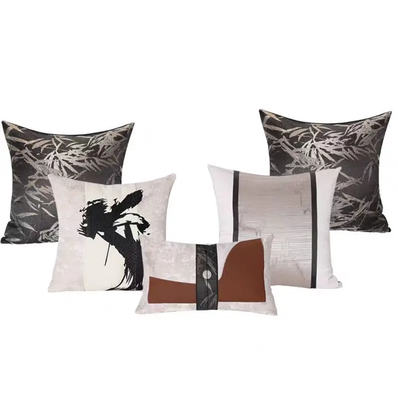 

Новый чехол для подушки с тушью в китайском стиле, подходящий для выставочного зала, гостиничной спальни и декоративных наволочек для гостиной.