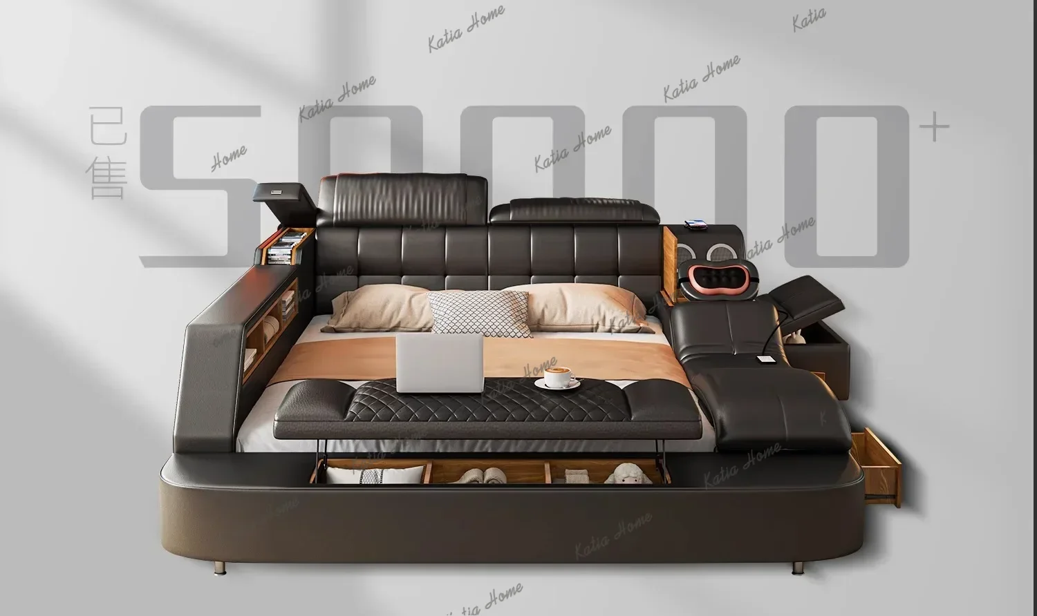 180X200CM double beds monster bed modern style Home furniture complete double bedroom luxury  king sizebed