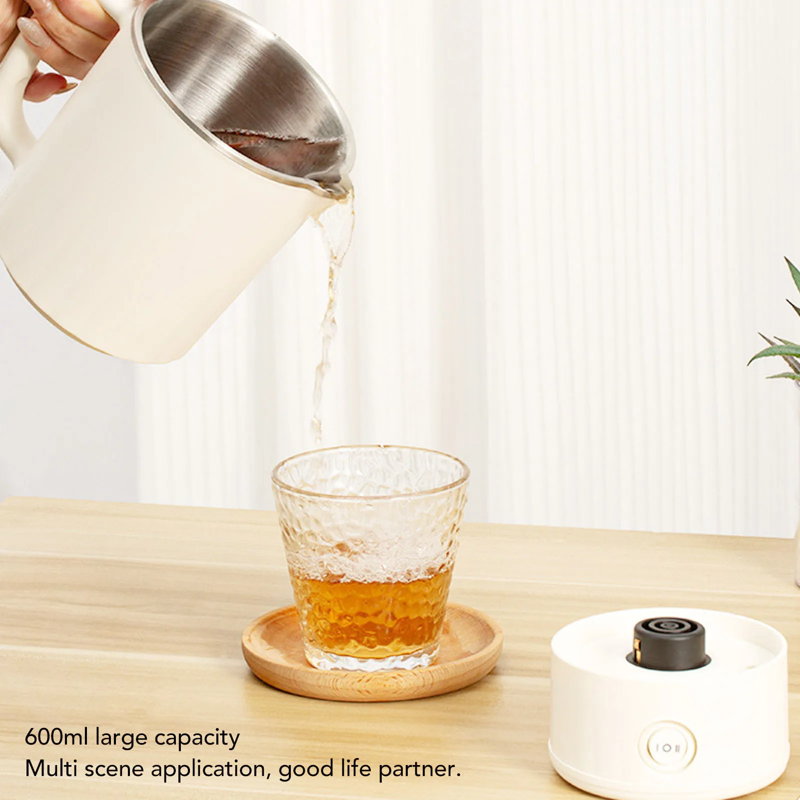 غلاية كهربائية للسفر 600 وات 600 مل 304 من الفولاذ المقاوم للصدأ سخان غلاية الماء الساخن المحمول للشاي والقهوة