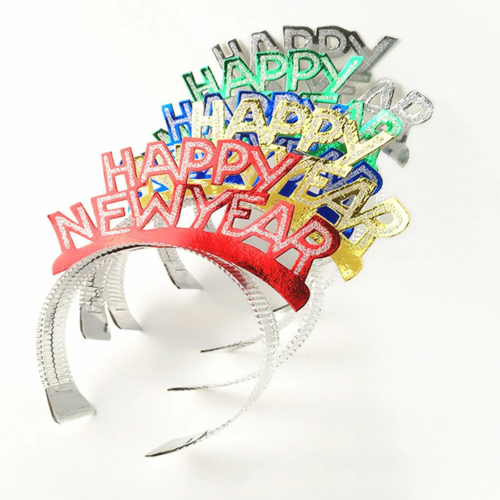 

12 шт., новогодняя повязка на голову, блестящие диадемы, сверкающие бумажные аксессуары для вечеринок с Новым годом, блестящие повязки на голову для женщин
