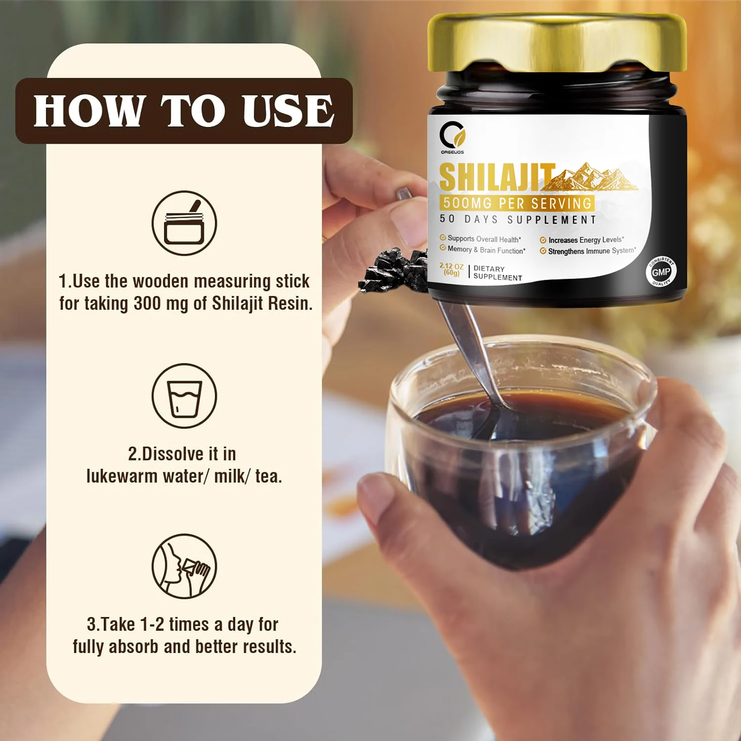 Pure Original Shilajit Resin Are Enriched With 50+ Natural Fulvic Acids And 85+ Trace Minerals To Aid Muscle Recovery stamina