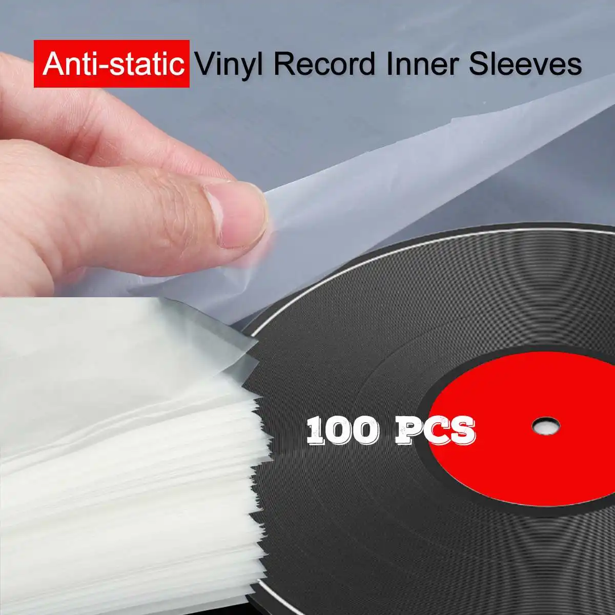 PE Vinyl Record saco de plástico, Anti-Static AudioTurnable mangas, Outer Inner Clear Dustproof capa, LP Plastic Container, 12 ", 50 Pcs, 100Pcs