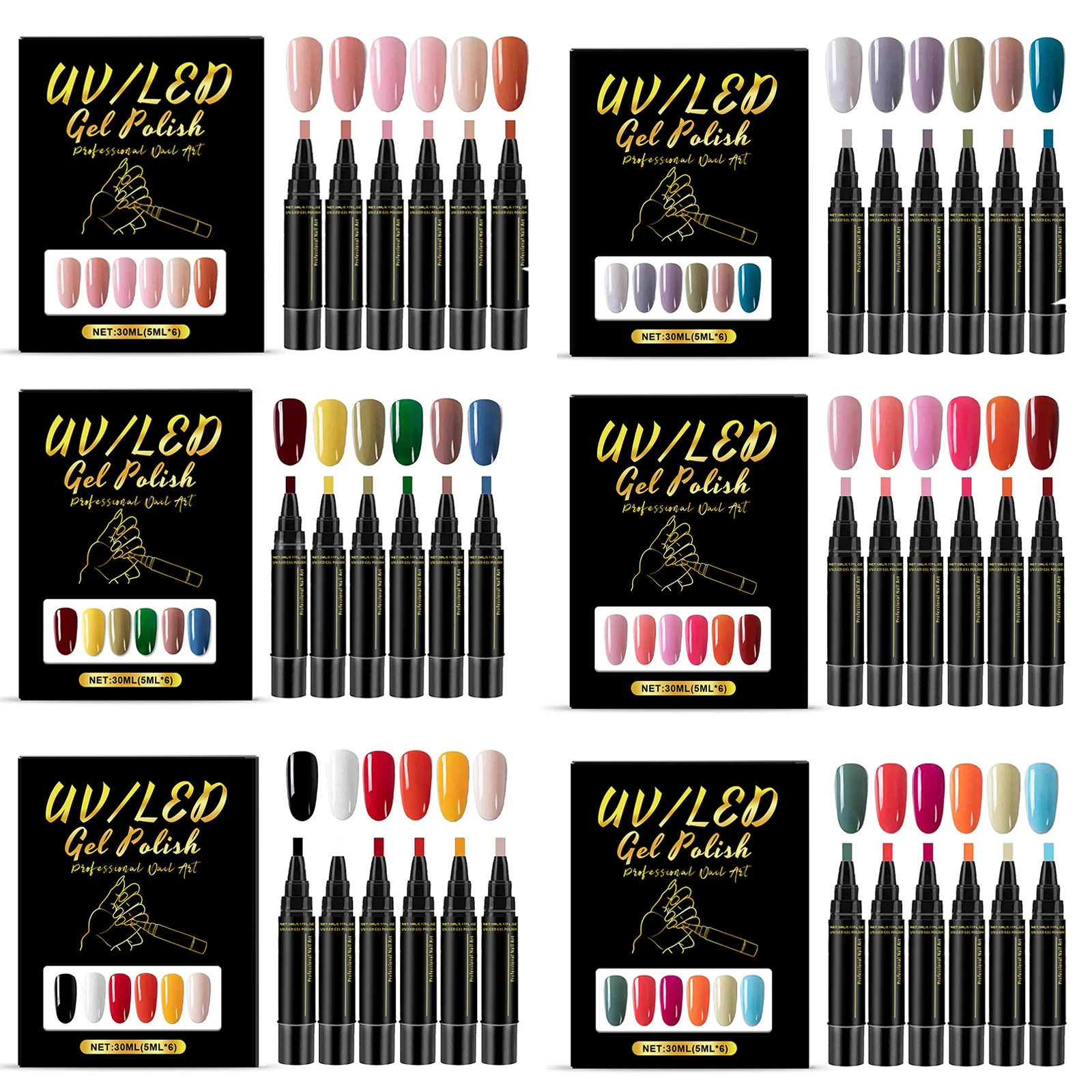 6 Colors Gel Nail Pen Set DIY  - đánh giá và giá Exposure Unit Uv