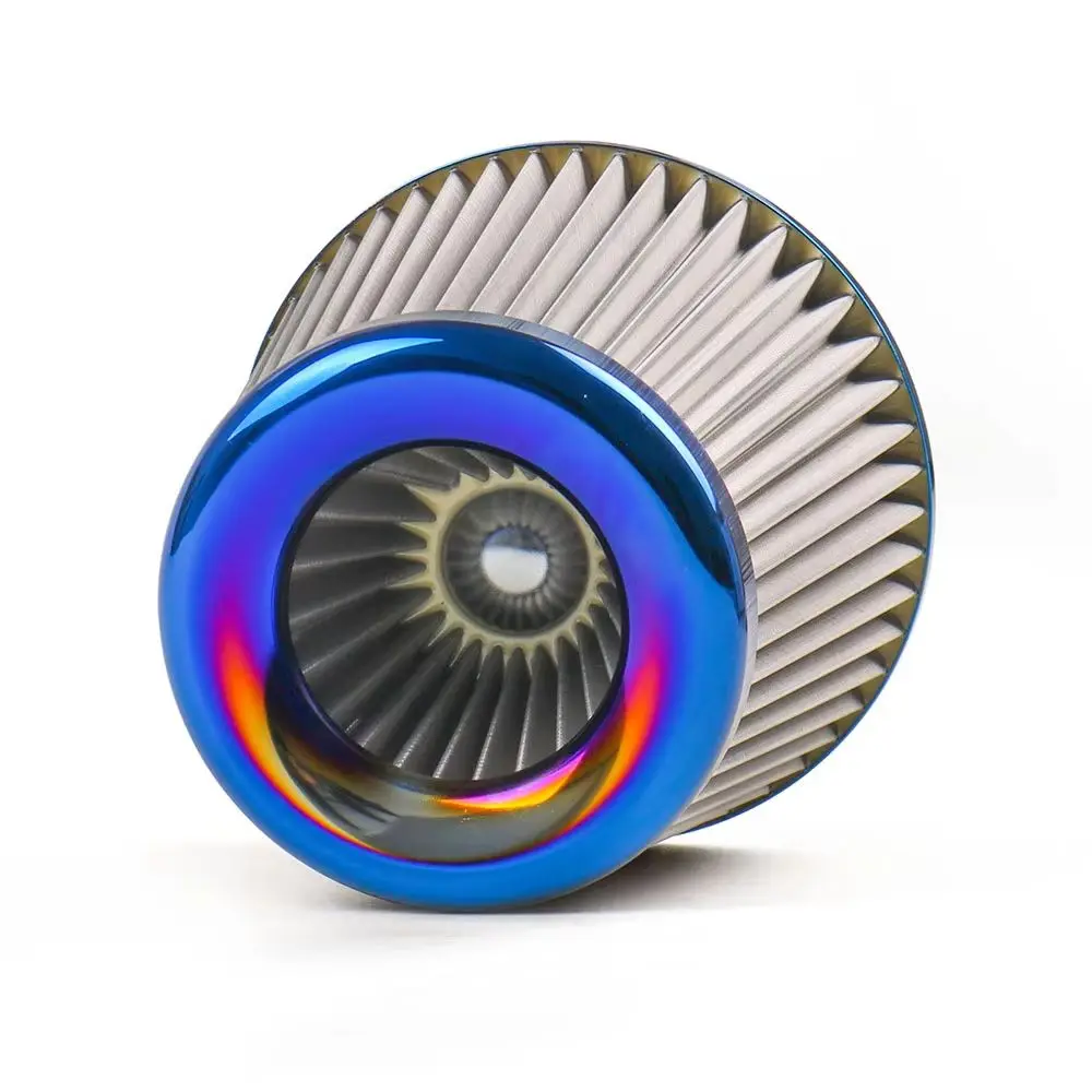 

Universal Stainless Steel Air Filter 3''/76mm High Flow Cold Air Intake Filter Cleaner Burnt Blue Power Intake