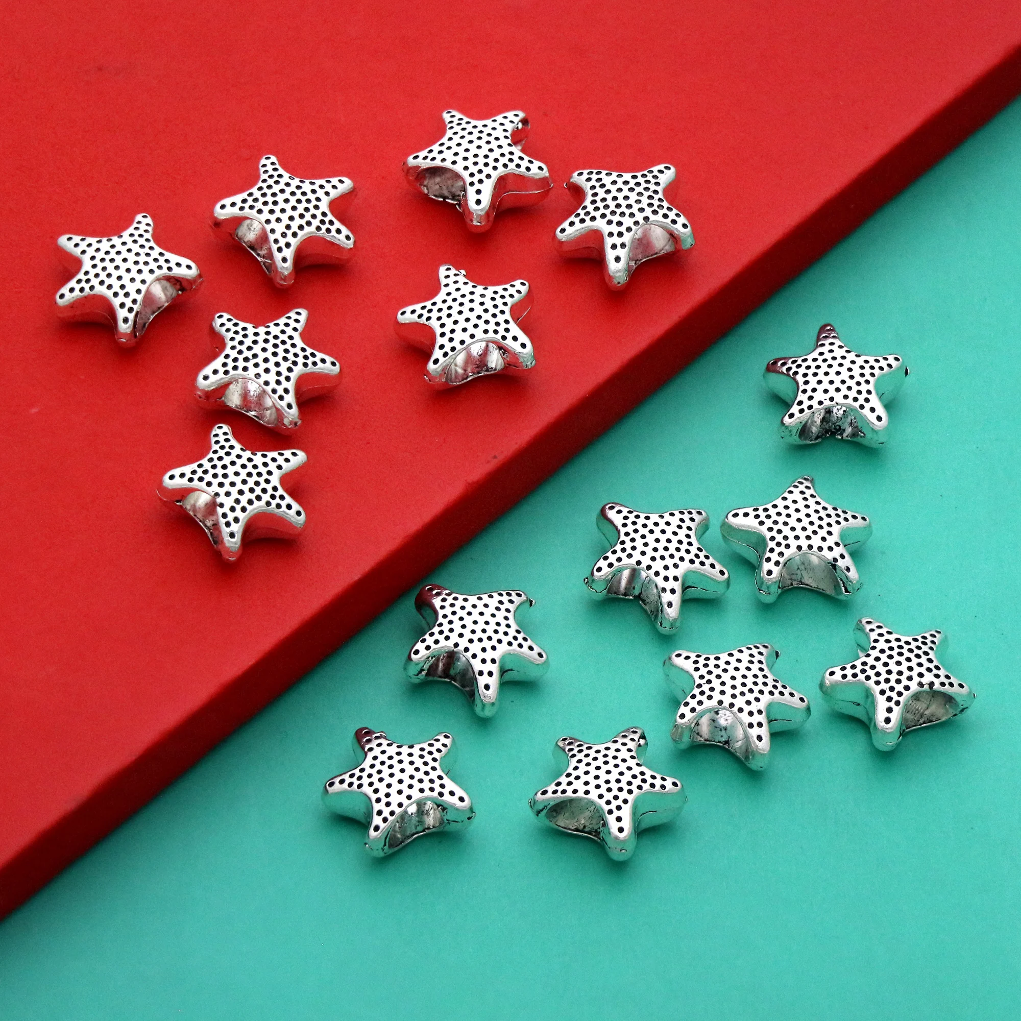 15pcs Starfish European Beads 14X12mm Antique Silvery Sea Star Alloy Large Hole Jewelry Making DIY L353