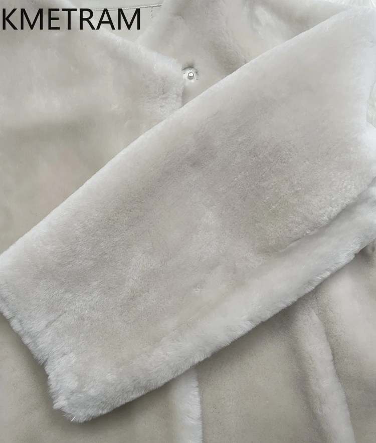 100% 천연 메리노 울 양가죽 양면 모피 재킷 여성 루즈핏 리얼 퍼 코트 여성 겨울 의류 2025 여성용 모피 코트