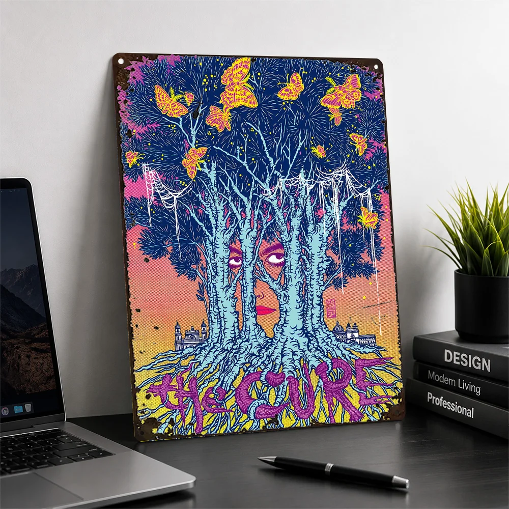 The Cure Face Among Trees Aluminum Poster Psychedelic Wall Art For Listening Room Customized Metal Sign Record Collector Gift