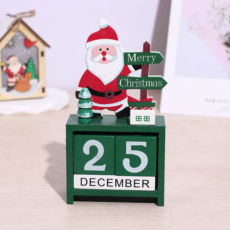 Wooden Countdown Calendar Christmas Decorations Ornament Gift Party Supplies Window Table Home Decor Santa Claus Snowman Elk