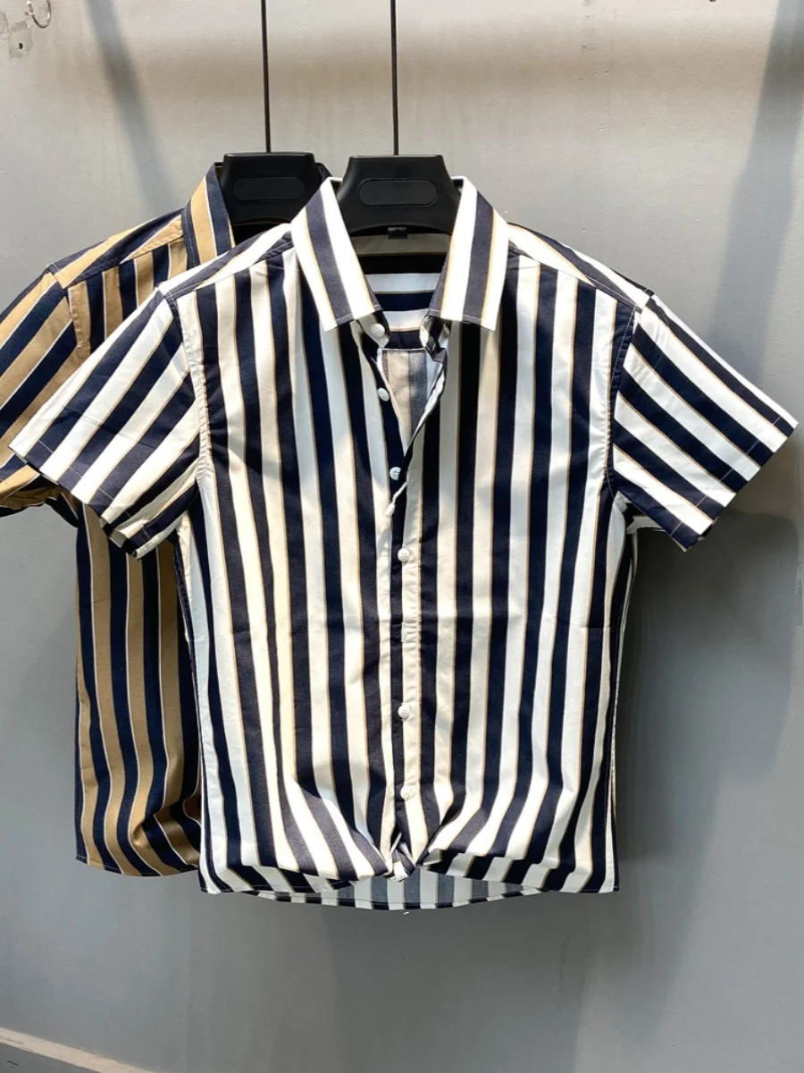 

Summer Thin Stripe ort Sve Men's irt Korean Sle Casual Slim Fit f Sve Sun Protection Faionable Youth irt