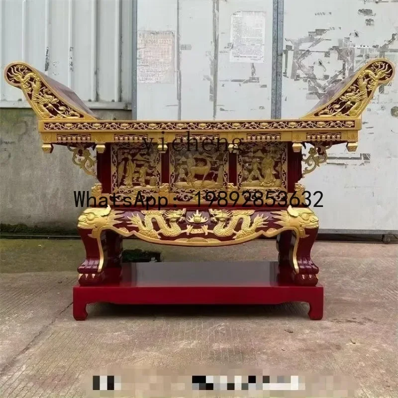 W8-  Purple Red Household Buddha Table Yuanbao Large Temple Buddhist Hall Tribute for Taiwan Fragrant Camphor Wood