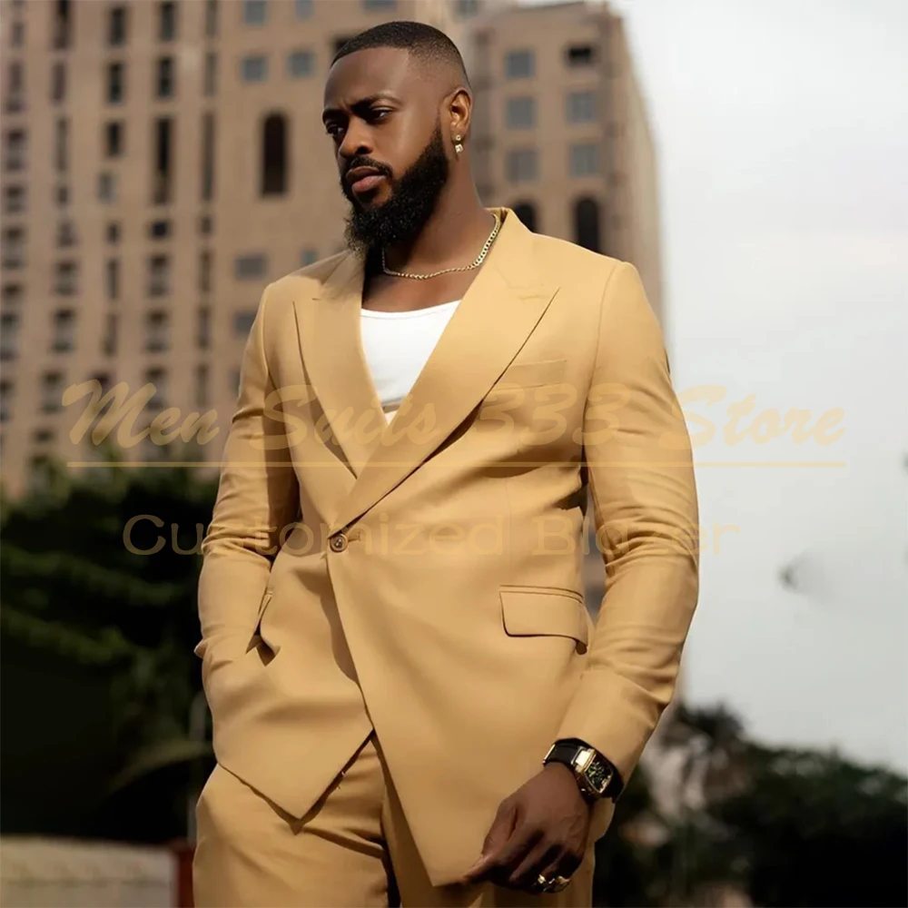 

Slim Fit Evening Men's Suits Luxury Wedding One-Button Peak Lapel Blazer High Quality 2 Piece Jacket Pants Blazer