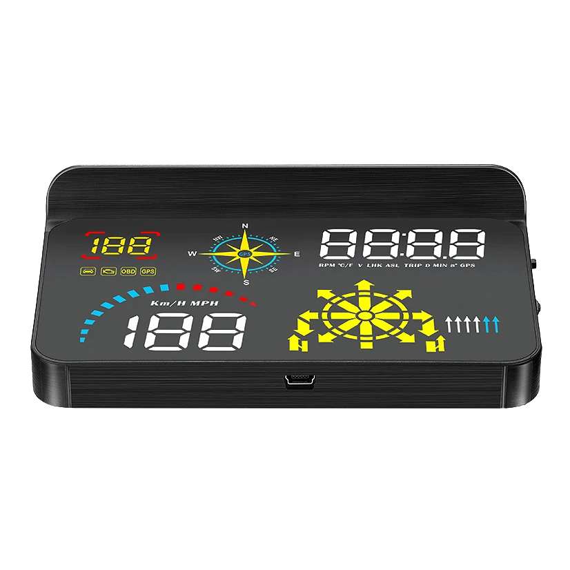 Q10 HUD OBD2 Navigation Display GPS Car Head Up Diaplay Gauge Speed Water Temperature Digital Speedometer Windshield Projector