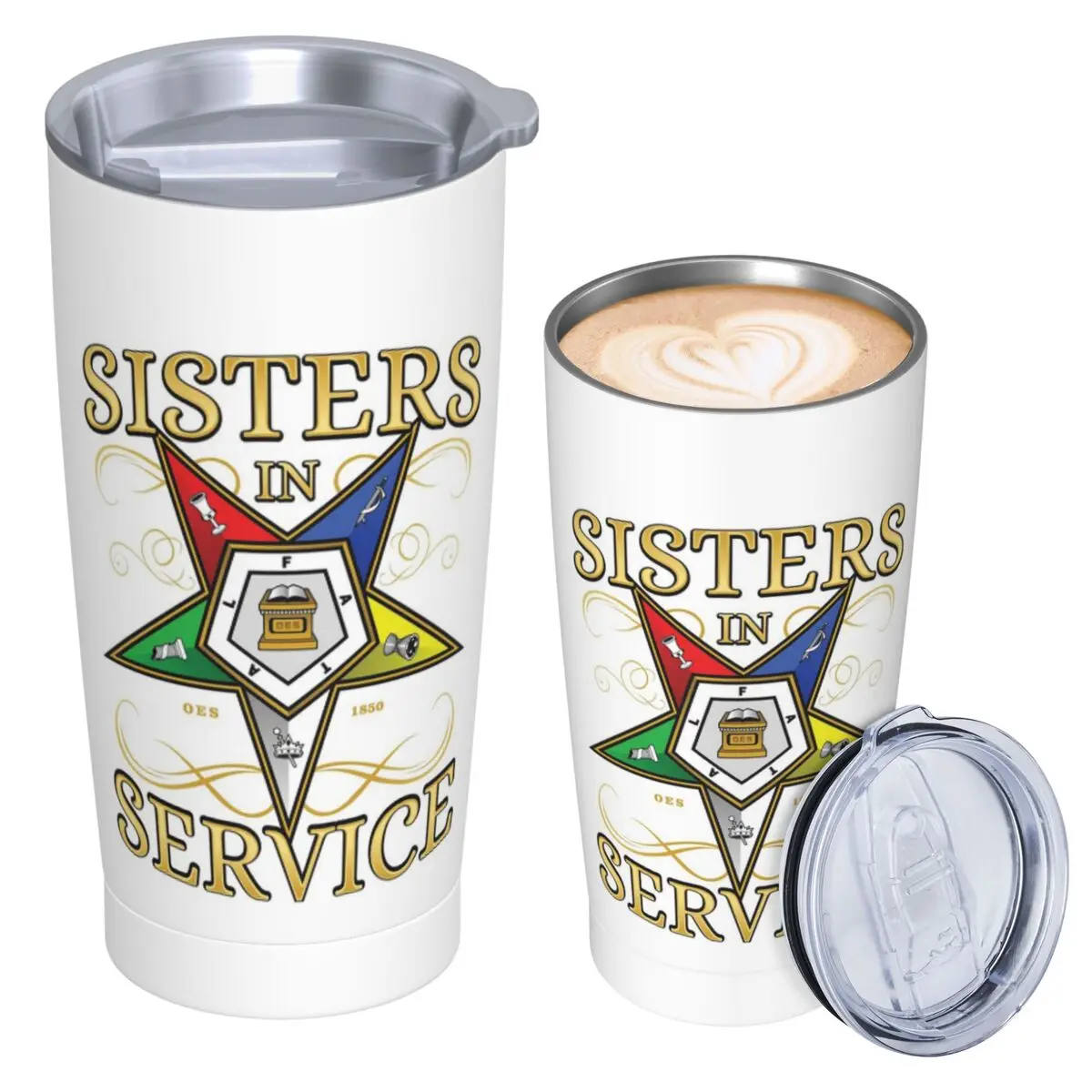 OES Emblem Order Of The Eastern Star Stainless Steel Tumbler Vacuum Insulated Mugs Thermal Cold Cups Straws With Lid 20oz