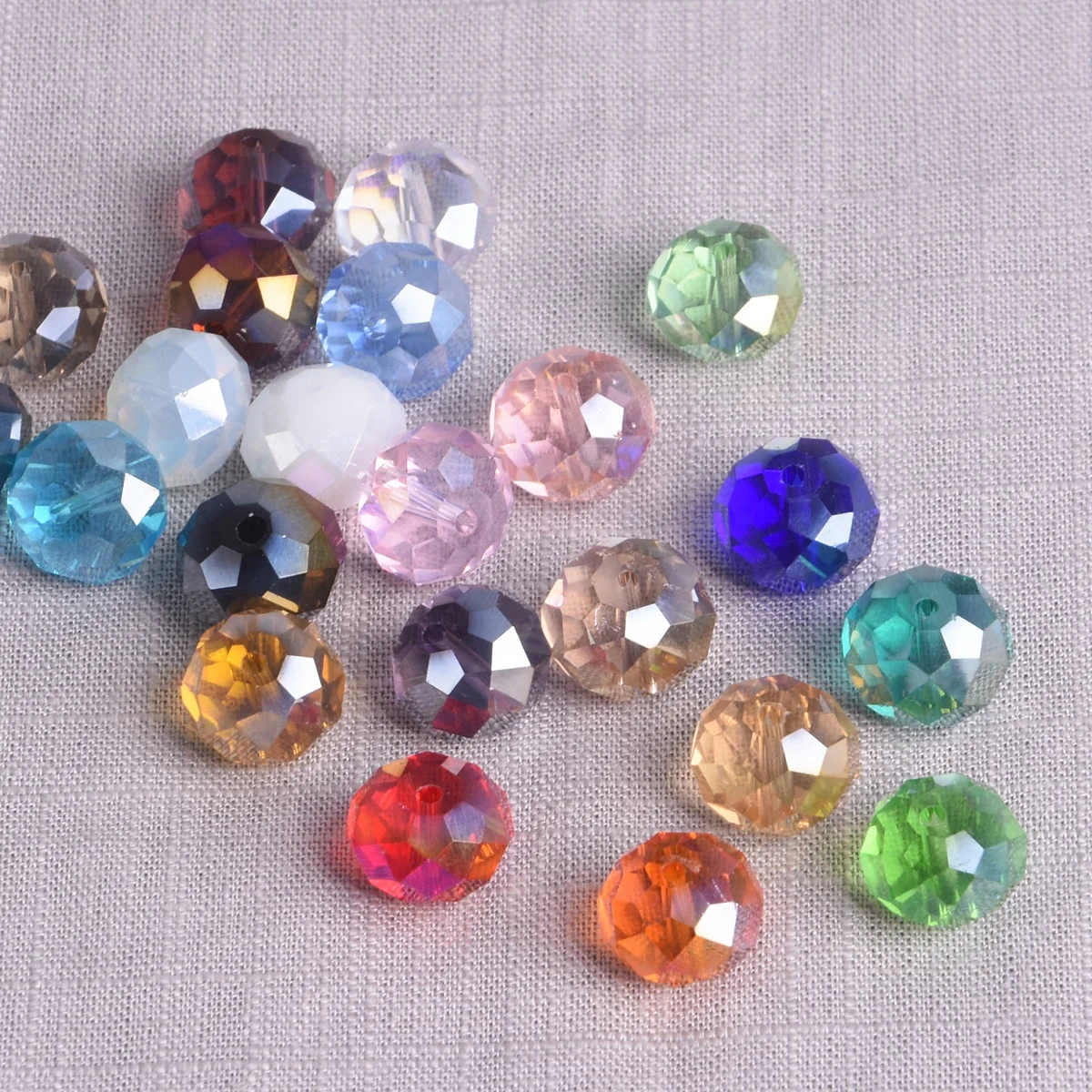 10pcs 10x14mm Rondelle Shiny AB Plated Faceted Cut Prism Crystal Glass Loose Beads For Jewelry Making DIY Findings