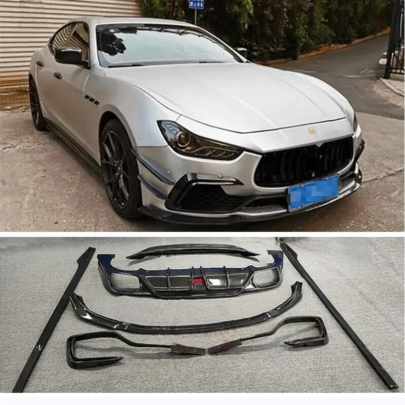 For Maserati Giboli 2013 2014 2015 2016 Real Carbon Fiber Front Lip Rear Diffuser Side Skirt Body Kit Spoiler Refits