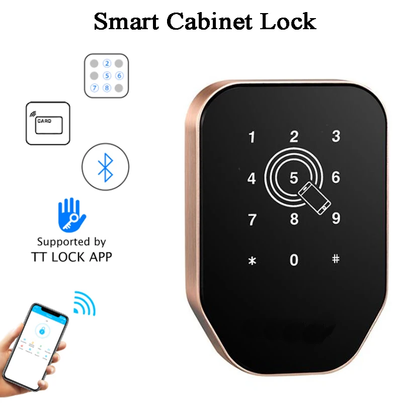 Armadietto intelligente con serratura per armadietto, serratura per cassetto senza chiave, telecomando per telefono TTLOCK, serratura elettrica RFID per palestra Bluetooth