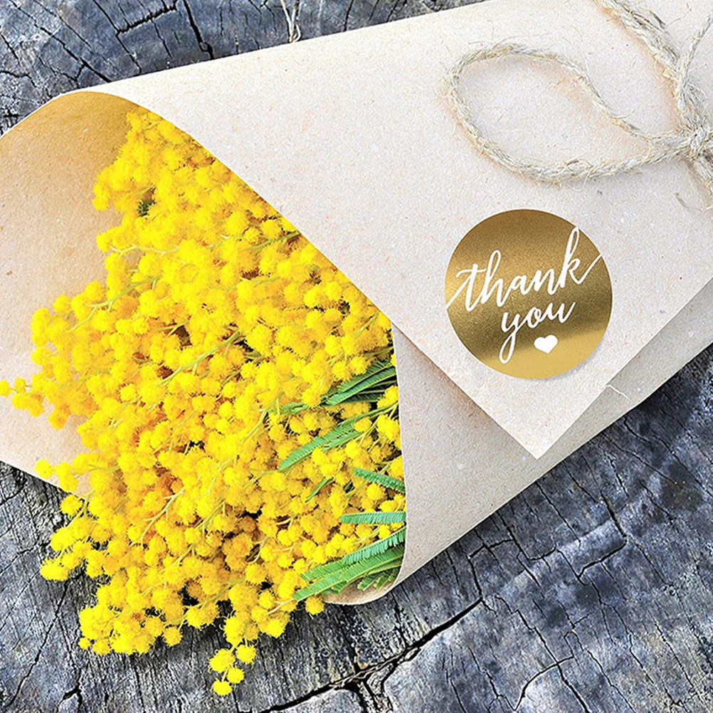 

Golden Thank You Sticker Roll Easy Peel Off for Baking Packaging Gift Favor Envelopes Sealing Labels Decorative