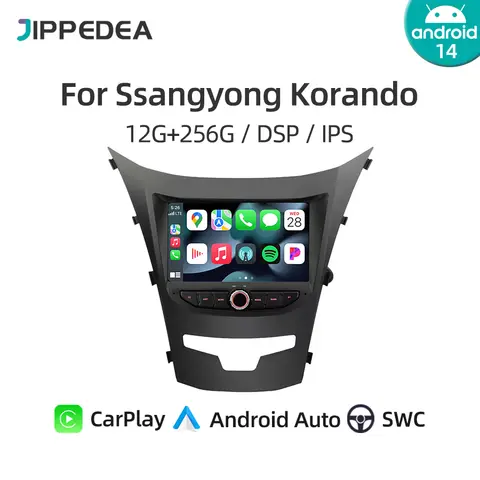 안드로이드 14.0 CarPlay 자동차 라디오 GPS 네비게이션 쌍용 코란도 2014-2015 용 4G WiFi 블루투스 RDS 스테레오 차량용 멀티미디어 플레이어