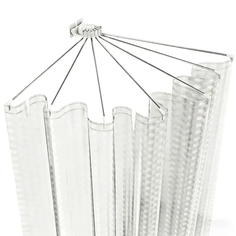 Different Corner Turning,Semi Circular Bathroom Shower Curtain Rod With No Punching Set,Stainless Steel Fan- Shaped