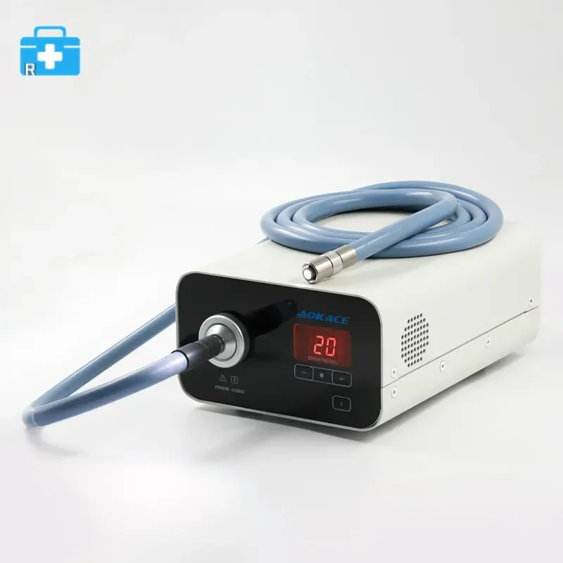 Fuente de luz fría LED mini de grado médico, tipo eléctrico de 30W, intensidad de iluminación de 2.000.000 lux, brillo ajustable