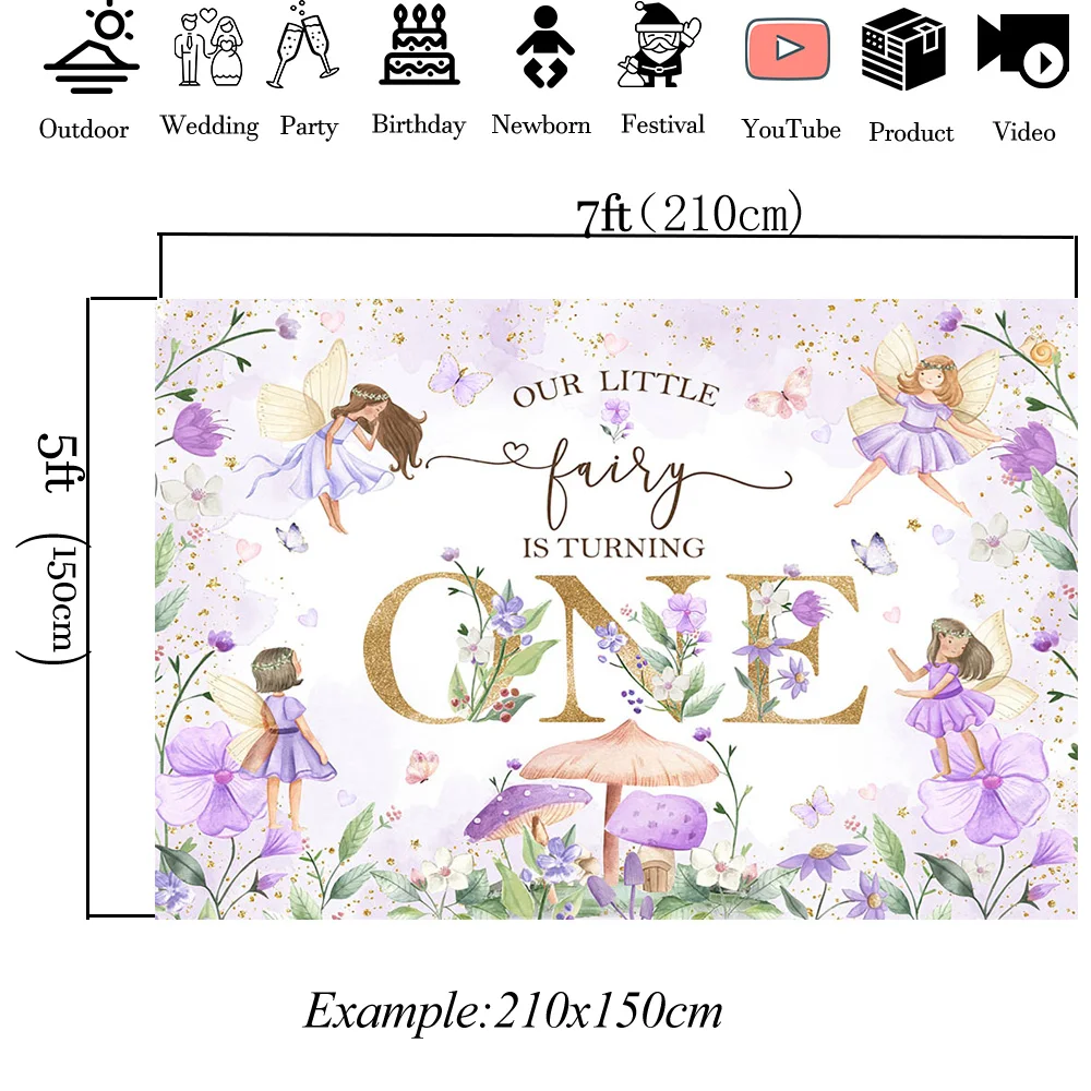 موسكيكا-خلفية استحمام الطفل ، قزم ، ديكور زهرة الأرجواني ، لدينا الجنية الصغيرة تحول لافتة واحدة ، كشك الصور حديثي الولادة