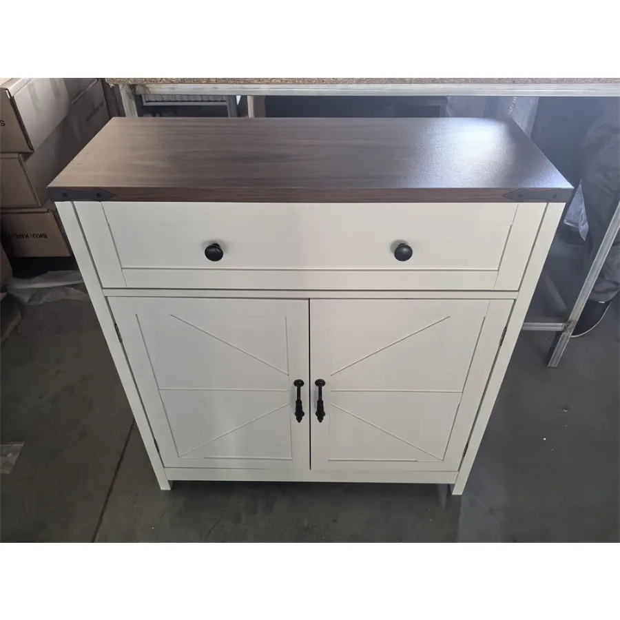 

Шкаф для хранения в фермерском доме с выдвижным ящиком и регулируемой полкой Белый кухонный шкаф со столешницей из орехового дерева Современный кофейный бар Conso