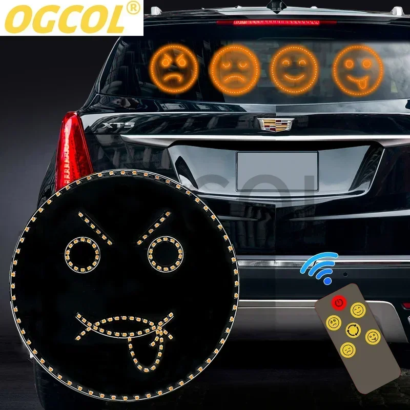 Funny Emoticon Light Smile Face Lights With Remote Control Car LED , Car Rear Window Warning Reminder Lamp Car Accessories