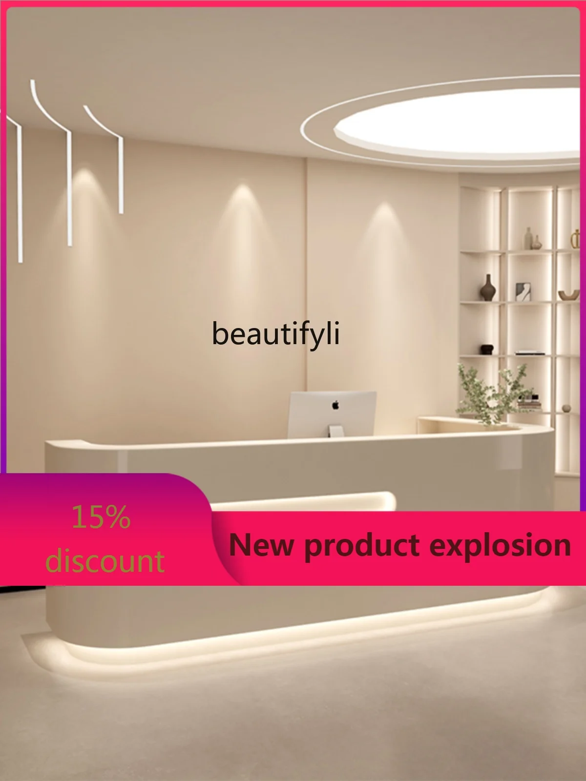 

zzGBeauty Salon Arc Clothing Store Small Cashier Counter Medical Beauty Paint Bar Art Training Class Reception Table