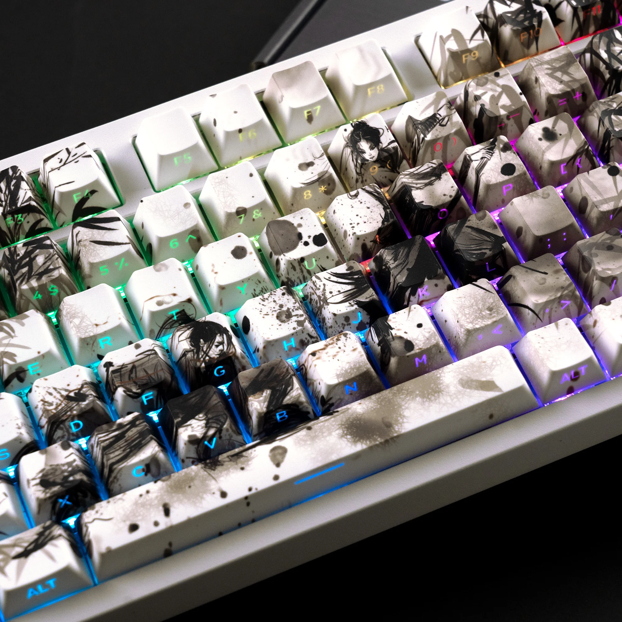 Колпачки для клавиш XVX Dye-Sub с боковым принтом в стиле ретро, китайский дизайн, колпачки для клавиш с боковым принтом для механической клавиатуры, колпачки для клавиш Cherry Profile PBT